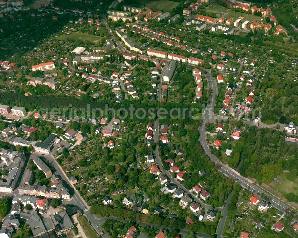 Aerial image Gera - Single-family residential area of settlement in Gera in the state Thuringia, Germany