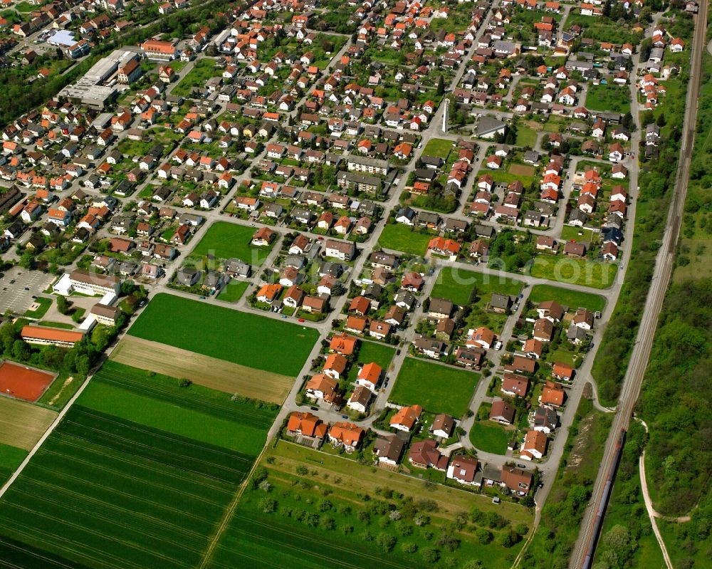 Aerial image Gingen an der Fils - Single-family residential area of settlement in Gingen an der Fils in the state Baden-Wuerttemberg, Germany