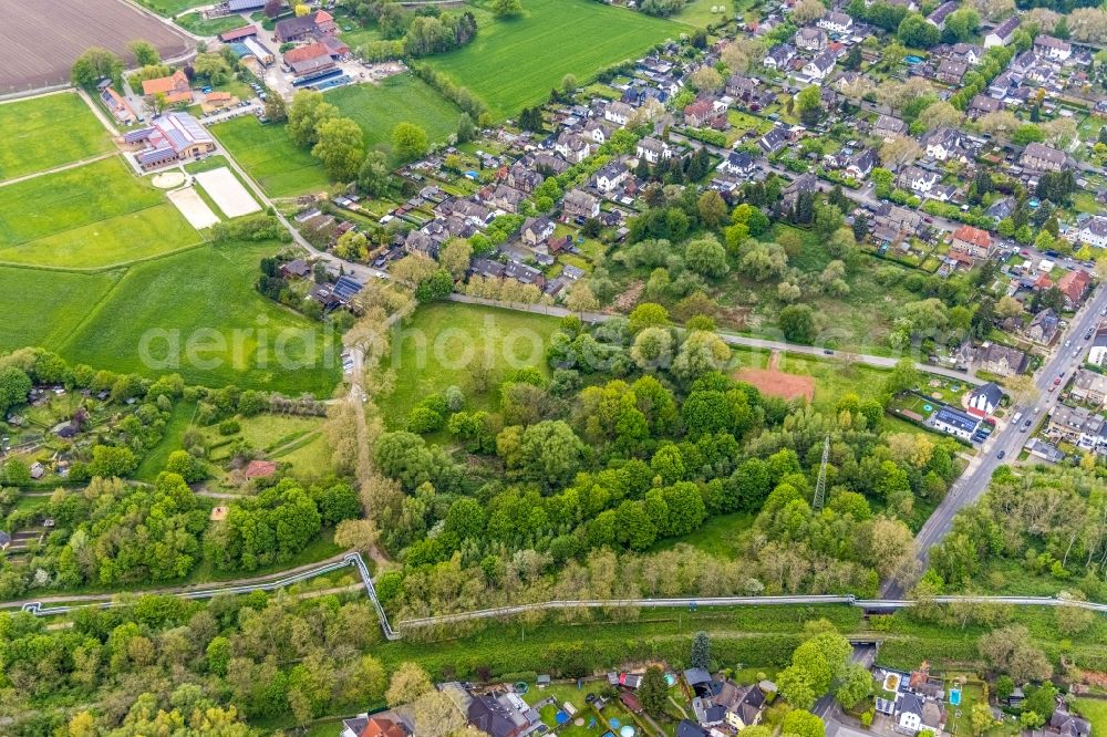 Gladbeck from above - Single-family residential area of settlement on Kampstrasse in Gladbeck at Ruhrgebiet in the state North Rhine-Westphalia, Germany