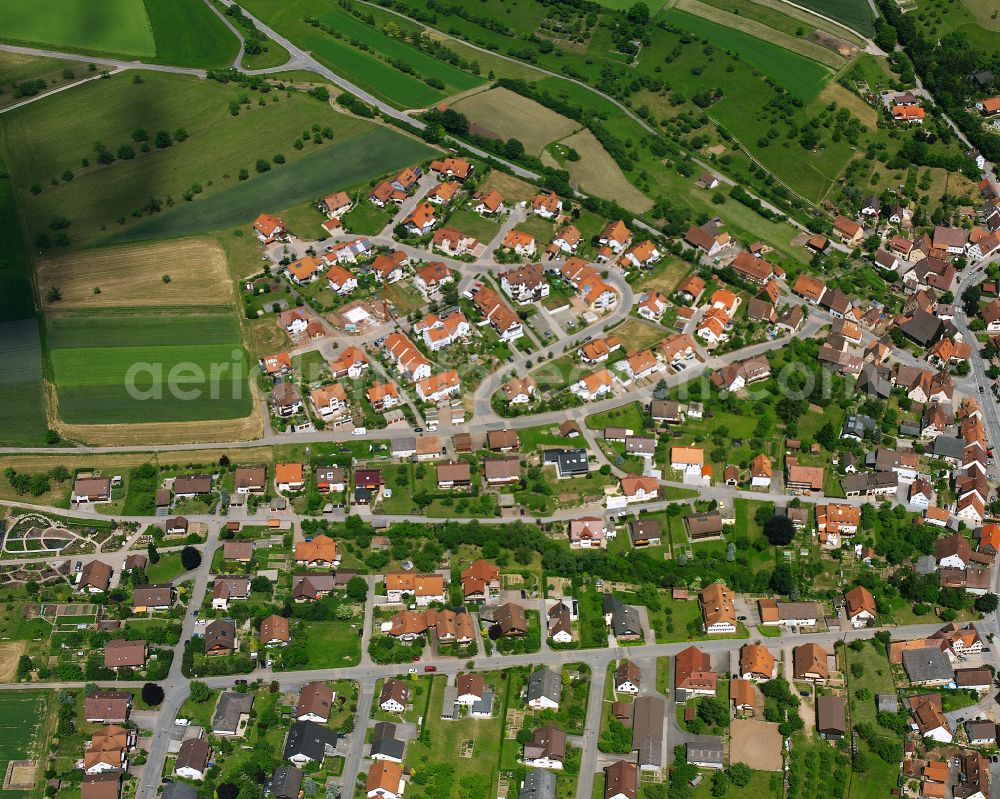 Gültlingen from above - Single-family residential area of settlement in Gültlingen in the state Baden-Wuerttemberg, Germany