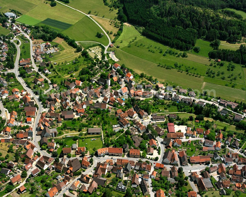 Gültlingen from above - Single-family residential area of settlement in Gültlingen in the state Baden-Wuerttemberg, Germany