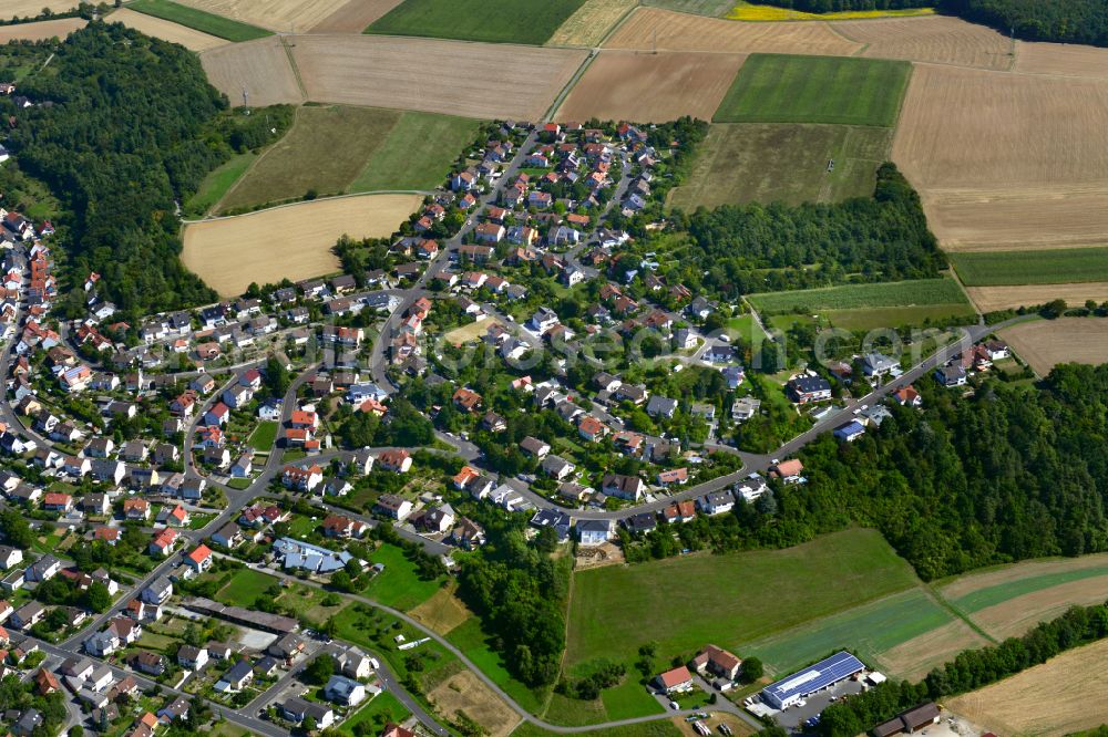 Aerial image Güntersleben - Single-family residential area of settlement in Güntersleben in the state Bavaria, Germany