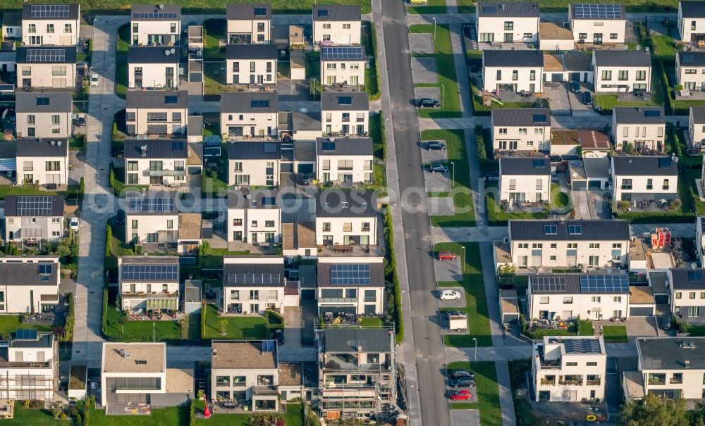 Gelsenkirchen from the bird's eye view: Single-family residential area of settlement Graf Bismarck on Stadler Weg - Karl-Arnold-Weg in Gelsenkirchen in the state North Rhine-Westphalia, Germany