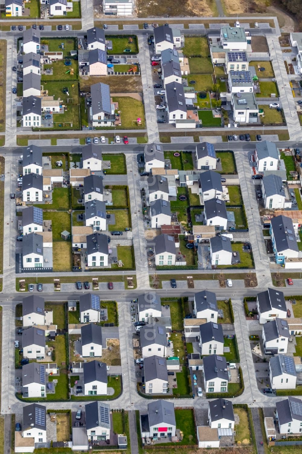 Aerial photograph Gelsenkirchen - Single-family residential area of settlement Graf Bismarck on Stadler Weg - Karl-Arnold-Weg in Gelsenkirchen in the state North Rhine-Westphalia, Germany