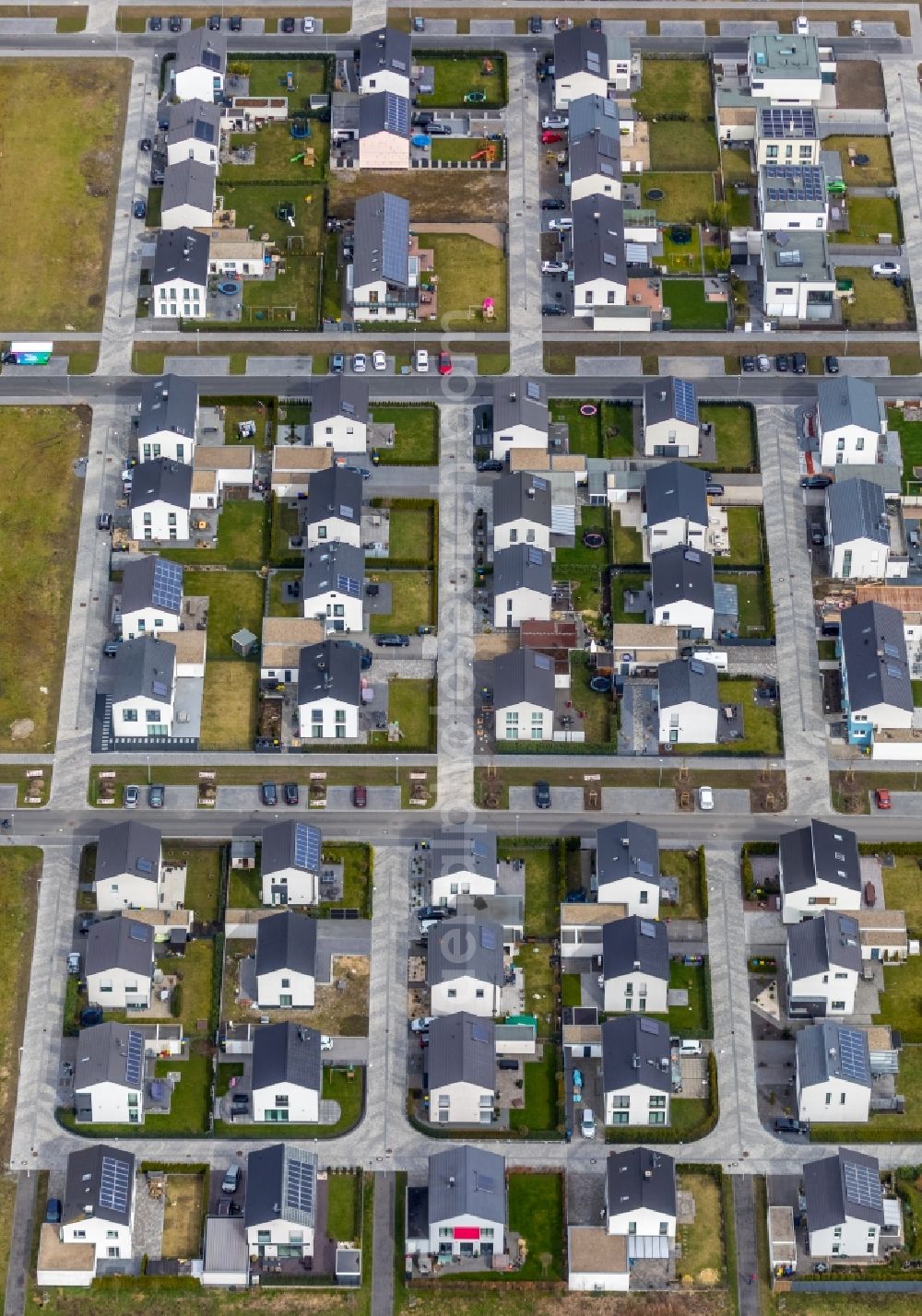 Gelsenkirchen from above - Single-family residential area of settlement Graf Bismarck on Stadler Weg - Karl-Arnold-Weg in Gelsenkirchen in the state North Rhine-Westphalia, Germany