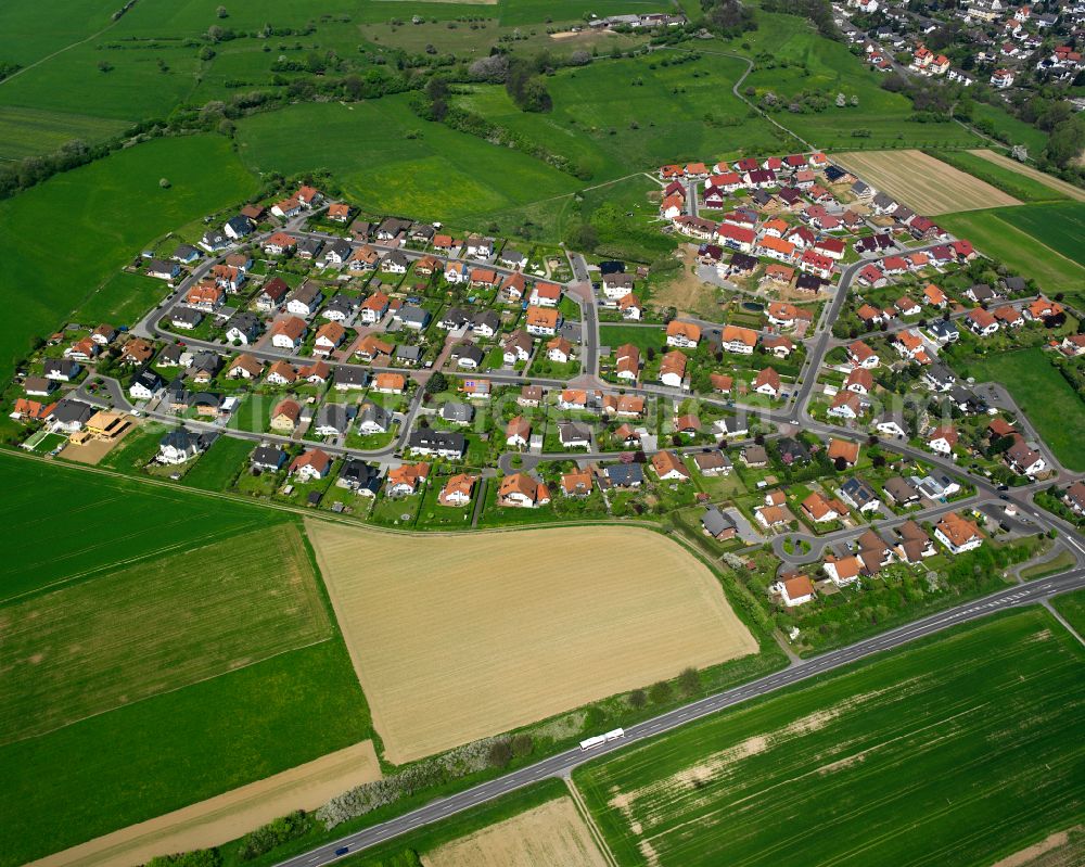 Aerial image Grünberg - Single-family residential area of settlement on street Von-Bibra-Strasse in Gruenberg in the state Hesse, Germany