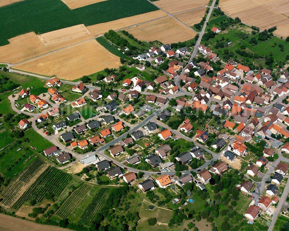 Gundelsheim from above - Single-family residential area of settlement in Gundelsheim in the state Baden-Wuerttemberg, Germany