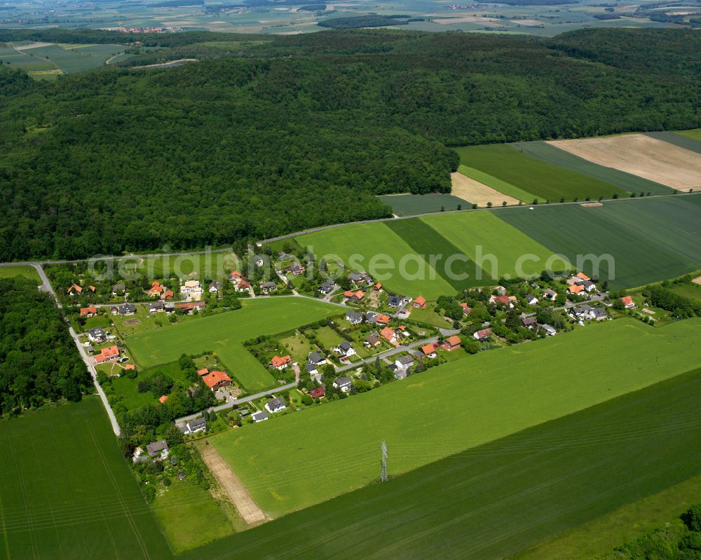 Hahndorf from above - Single-family residential area of settlement in Hahndorf in the state Lower Saxony, Germany