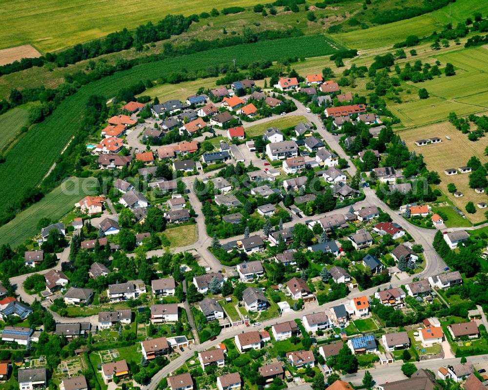 Hailfingen from above - Single-family residential area of settlement in Hailfingen in the state Baden-Wuerttemberg, Germany