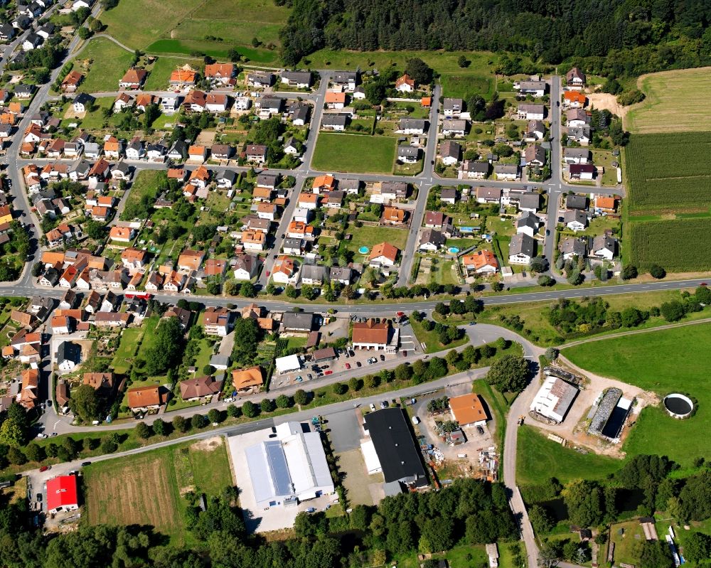 Hainstadt from above - Single-family residential area of settlement in Hainstadt in the state Hesse, Germany