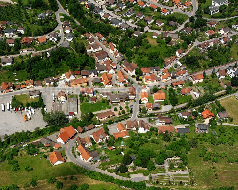 Haiterbach from above - Single-family residential area of settlement in Haiterbach in the state Baden-Wuerttemberg, Germany