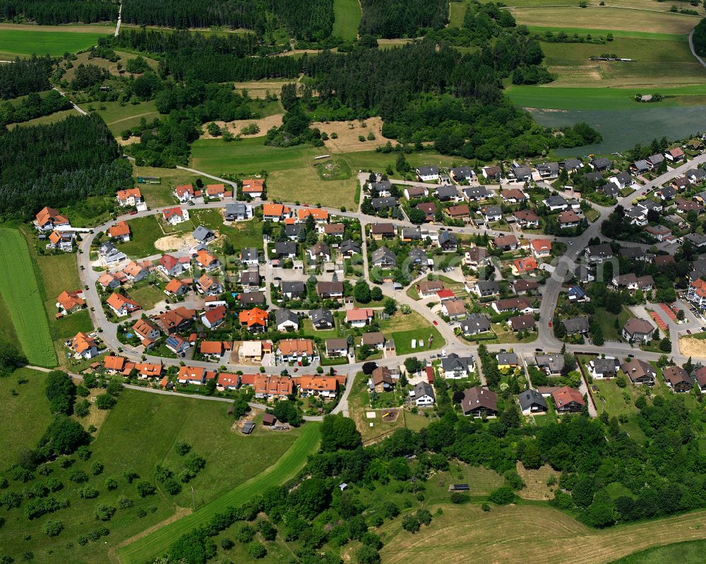 Haiterbach from above - Single-family residential area of settlement in Haiterbach in the state Baden-Wuerttemberg, Germany