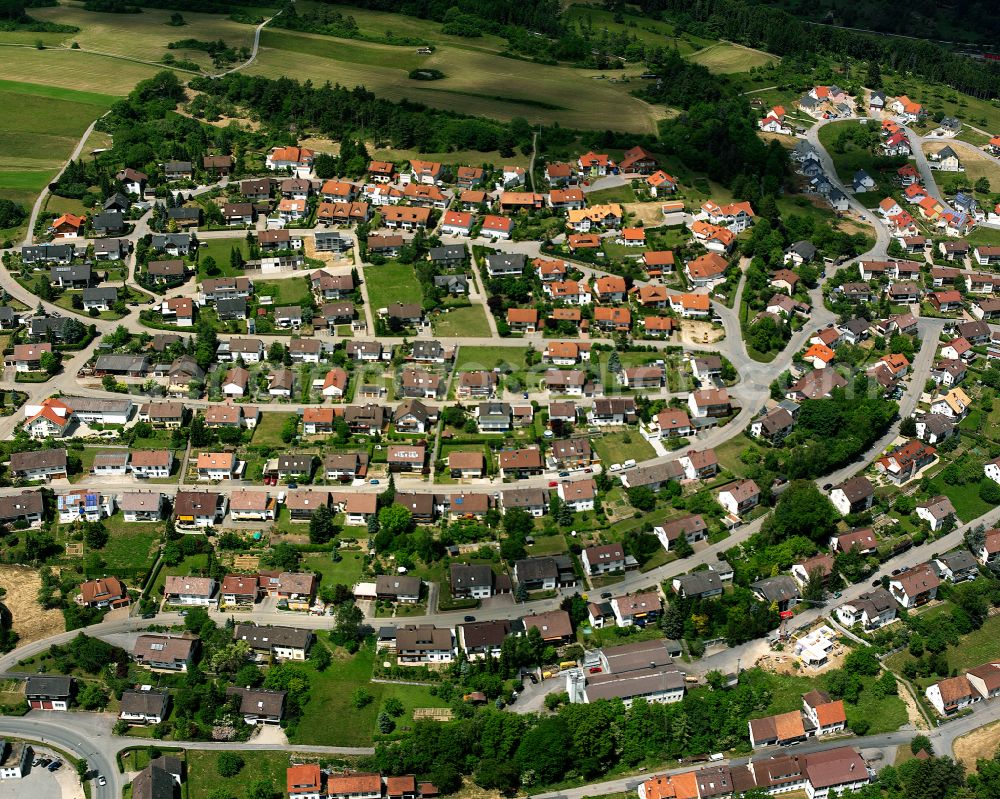 Haiterbach from above - Single-family residential area of settlement in Haiterbach in the state Baden-Wuerttemberg, Germany