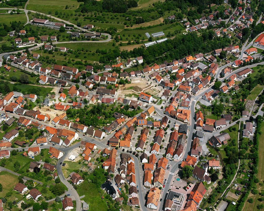 Haiterbach from above - Single-family residential area of settlement in Haiterbach in the state Baden-Wuerttemberg, Germany