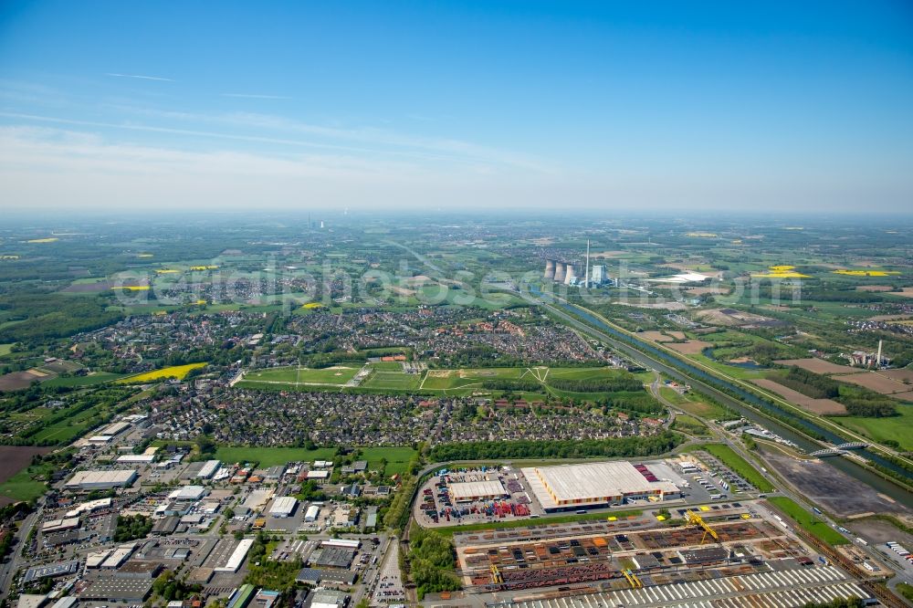 Aerial image Hamm - Single-family residential area of settlement Seelhofstrasse am Lippepark Hamm - Schacht Franz in Hamm in the state North Rhine-Westphalia