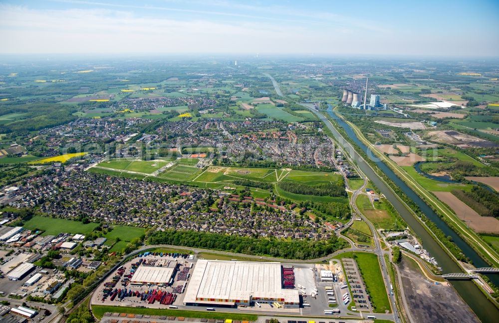 Aerial photograph Hamm - Single-family residential area of settlement Seelhofstrasse am Lippepark Hamm - Schacht Franz in Hamm in the state North Rhine-Westphalia