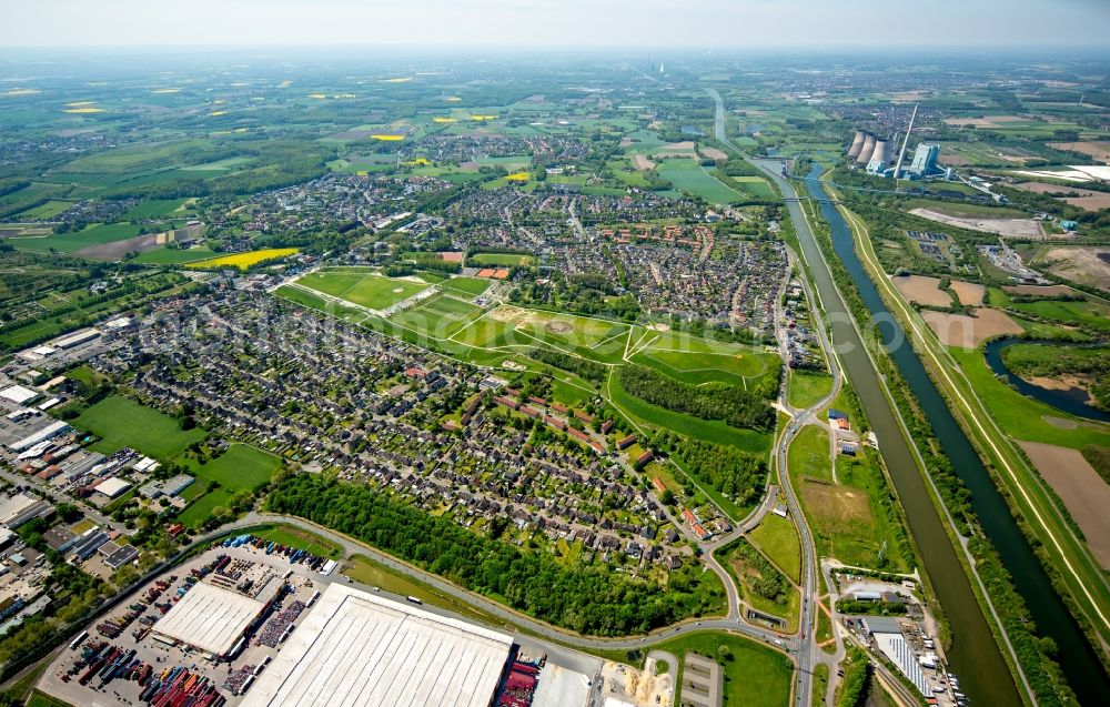 Hamm from above - Single-family residential area of settlement Seelhofstrasse am Lippepark Hamm - Schacht Franz in Hamm in the state North Rhine-Westphalia