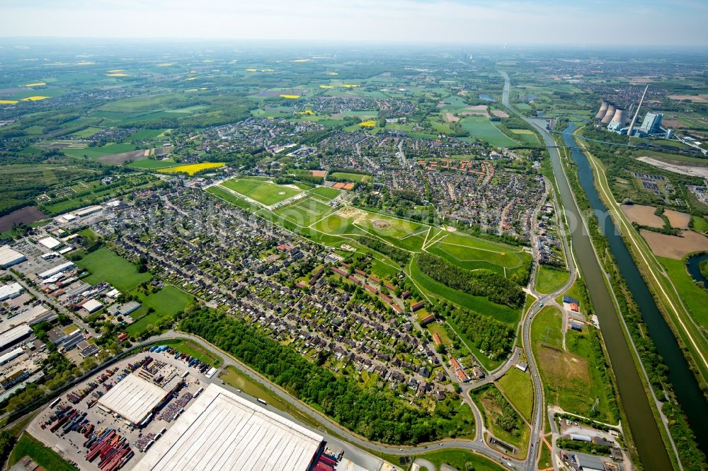 Aerial image Hamm - Single-family residential area of settlement Seelhofstrasse am Lippepark Hamm - Schacht Franz in Hamm in the state North Rhine-Westphalia