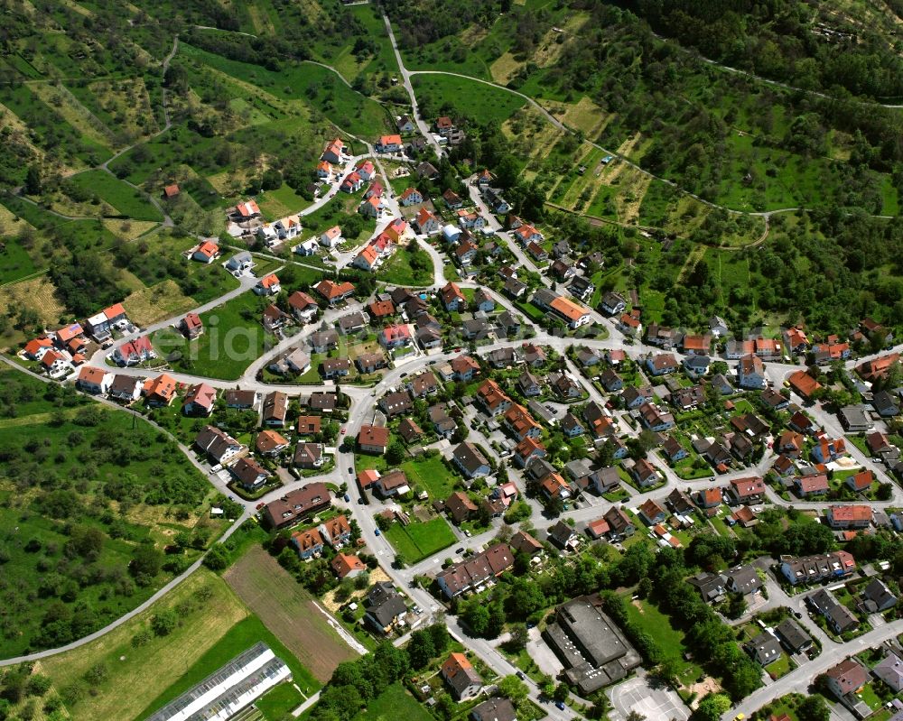 Aerial image Haubersbronn - Single-family residential area of settlement in Haubersbronn in the state Baden-Wuerttemberg, Germany