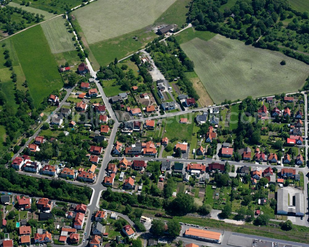 Heilbad Heiligenstadt from above - Single-family residential area of settlement in Heilbad Heiligenstadt in the state Thuringia, Germany