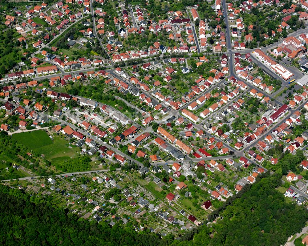 Heilbad Heiligenstadt from above - Single-family residential area of settlement in Heilbad Heiligenstadt in the state Thuringia, Germany