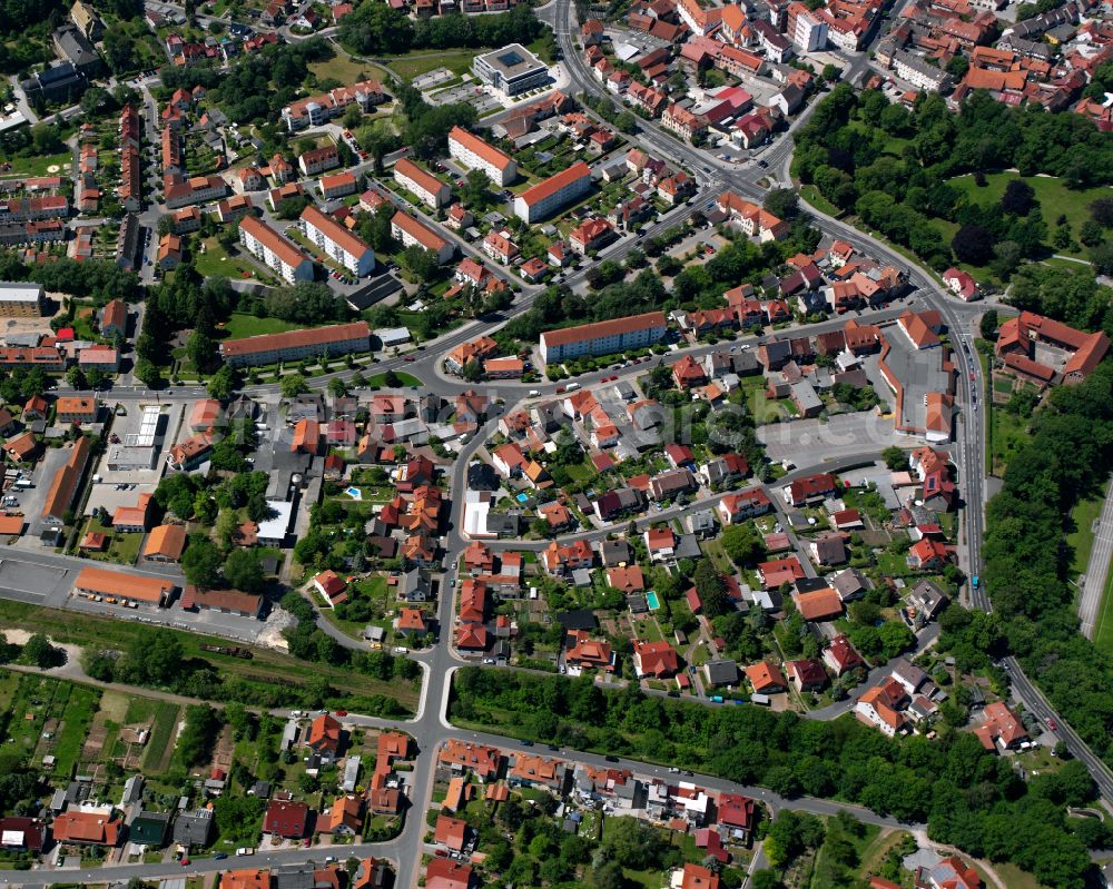 Aerial image Heilbad Heiligenstadt - Single-family residential area of settlement in Heilbad Heiligenstadt in the state Thuringia, Germany