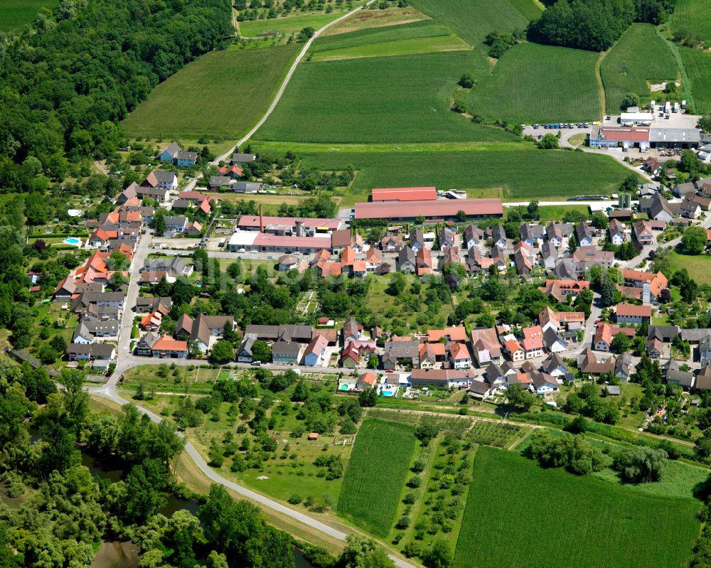 Helmlingen from above - Single-family residential area of settlement in Helmlingen in the state Baden-Wuerttemberg, Germany