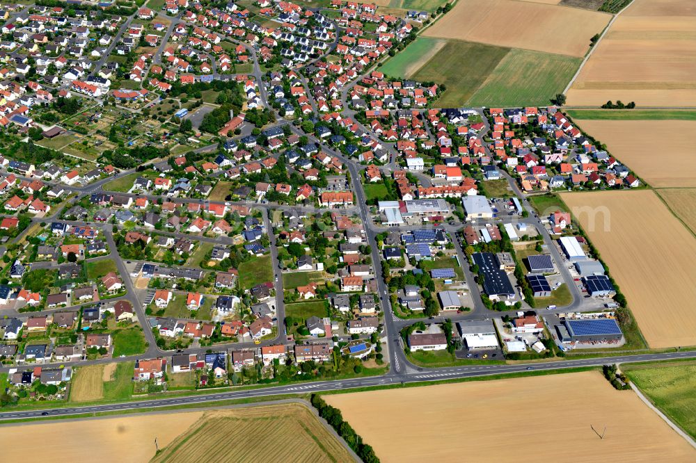 Aerial image Hettstadt - Single-family residential area of settlement in Hettstadt in the state Bavaria, Germany