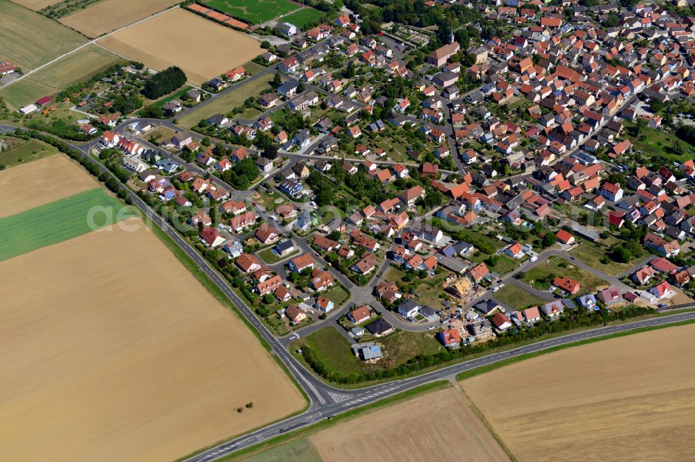 Aerial image Hettstadt - Single-family residential area of settlement in Hettstadt in the state Bavaria, Germany