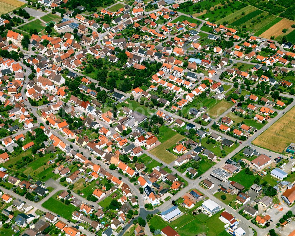 Hirrlingen from above - Single-family residential area of settlement in Hirrlingen in the state Baden-Wuerttemberg, Germany