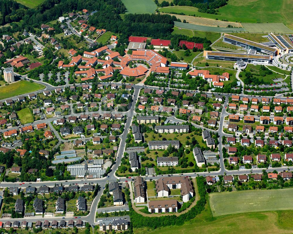 Aerial image Hof - Single-family residential area of settlement in Hof in the state Bavaria, Germany