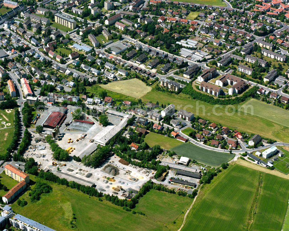 Hof from above - Single-family residential area of settlement in Hof in the state Bavaria, Germany