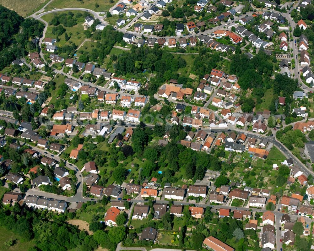 Aerial image Hohenwettersbach - Single-family residential area of settlement in Hohenwettersbach in the state Baden-Wuerttemberg, Germany