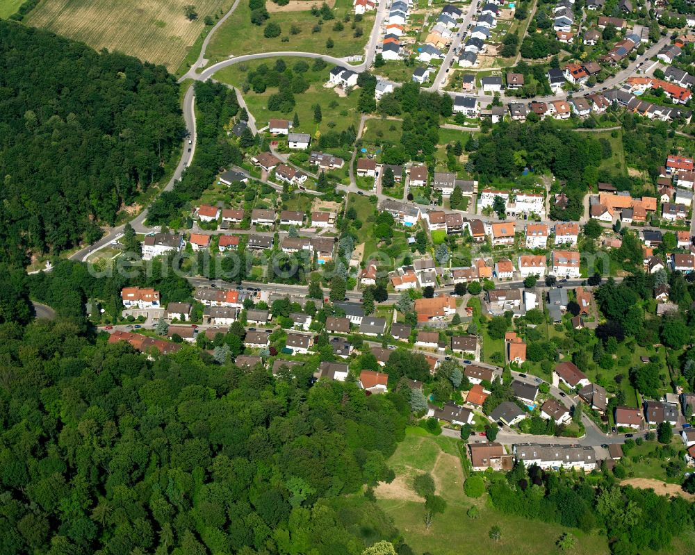 Aerial photograph Hohenwettersbach - Single-family residential area of settlement in Hohenwettersbach in the state Baden-Wuerttemberg, Germany