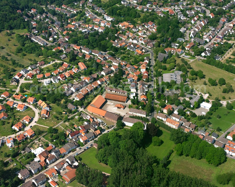 Hohenwettersbach from the bird's eye view: Single-family residential area of settlement in Hohenwettersbach in the state Baden-Wuerttemberg, Germany