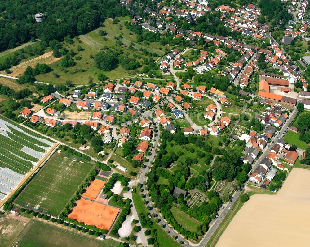 Aerial image Hohenwettersbach - Single-family residential area of settlement in Hohenwettersbach in the state Baden-Wuerttemberg, Germany