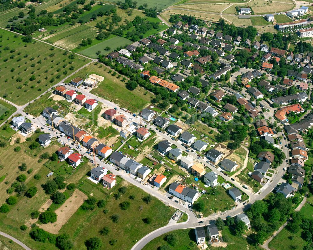 Hohenwettersbach from above - Single-family residential area of settlement in Hohenwettersbach in the state Baden-Wuerttemberg, Germany