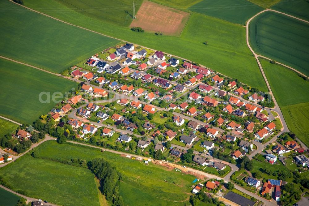 Aerial image Berndorf - Single-family residential area of settlement Am Hohlen Stein - Molkenberger Weg in Berndorf in the state Hesse, Germany