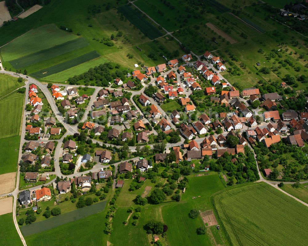 Holzbronn from the bird's eye view: Single-family residential area of settlement in Holzbronn in the state Baden-Wuerttemberg, Germany