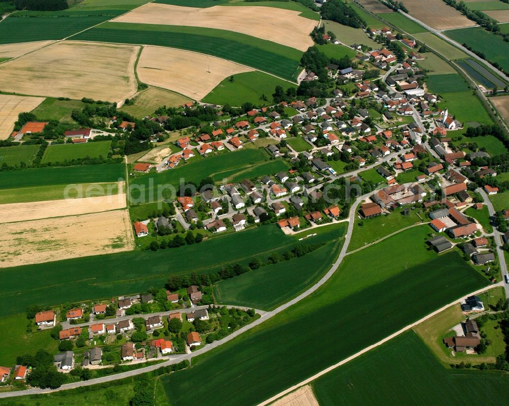 Huldsessen from above - Single-family residential area of settlement in Huldsessen in the state Bavaria, Germany