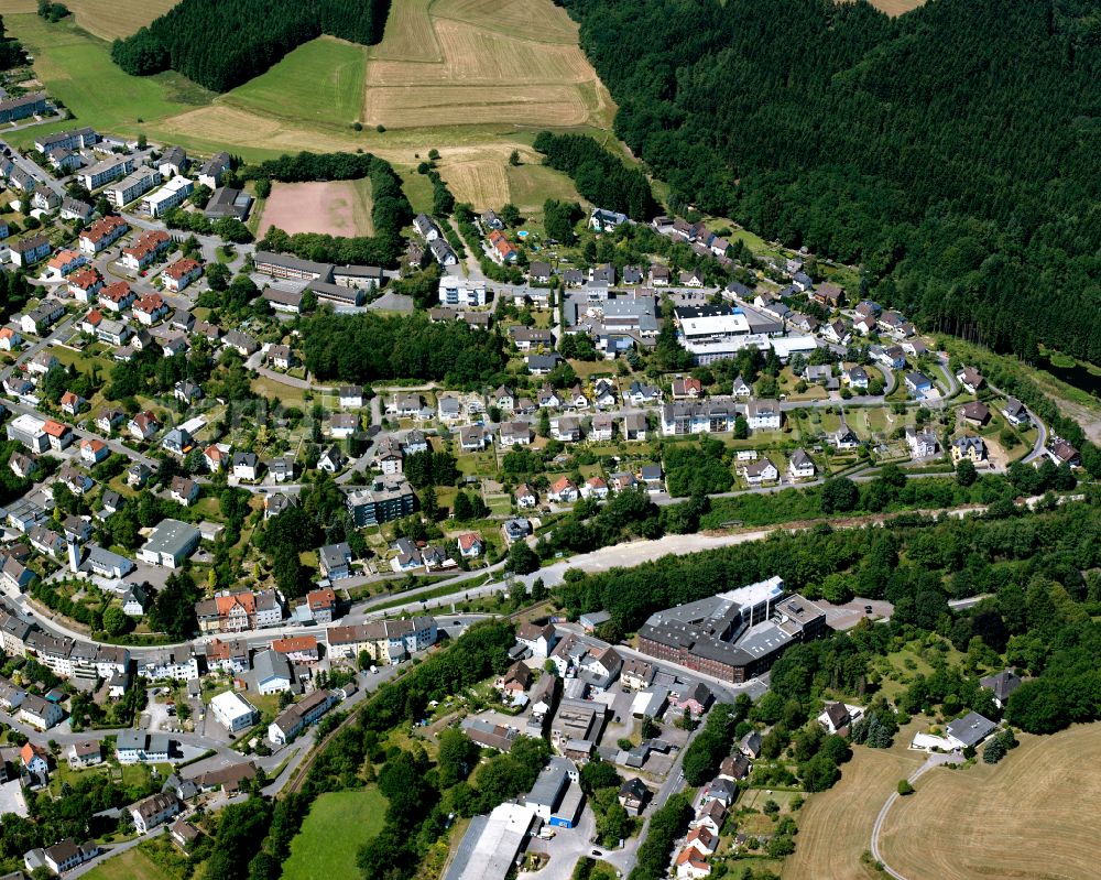 Kierspe from above - Single-family residential area of settlement in Kierspe in the state North Rhine-Westphalia, Germany