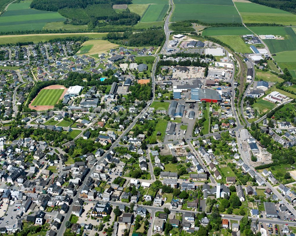 Kirchberg (Hunsrück) from above - Single-family residential area of settlement in Kirchberg (Hunsrück) in the state Rhineland-Palatinate, Germany