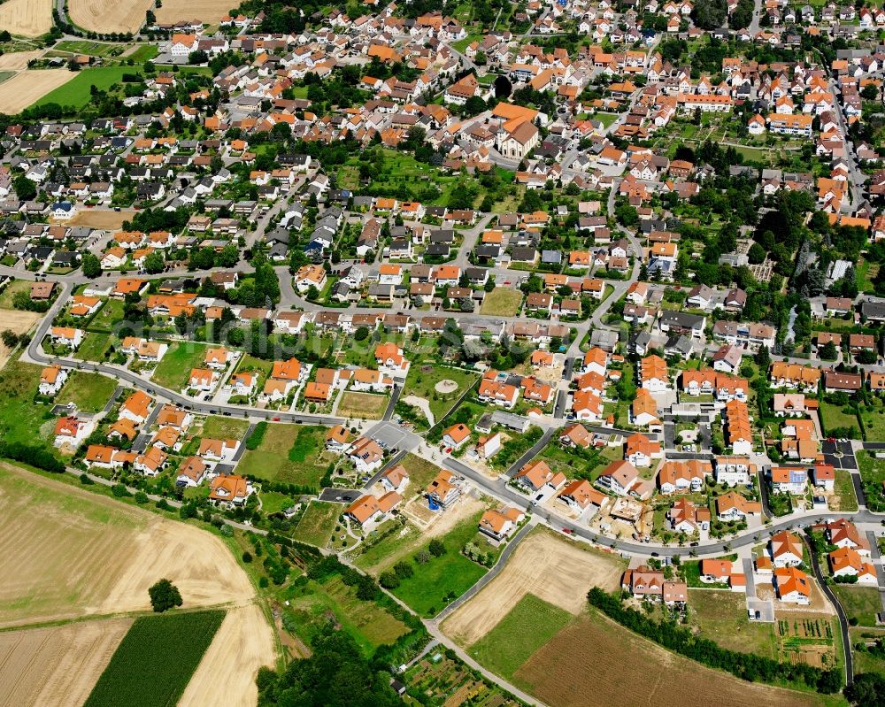 Aerial image Kirchhausen - Single-family residential area of settlement in Kirchhausen in the state Baden-Wuerttemberg, Germany