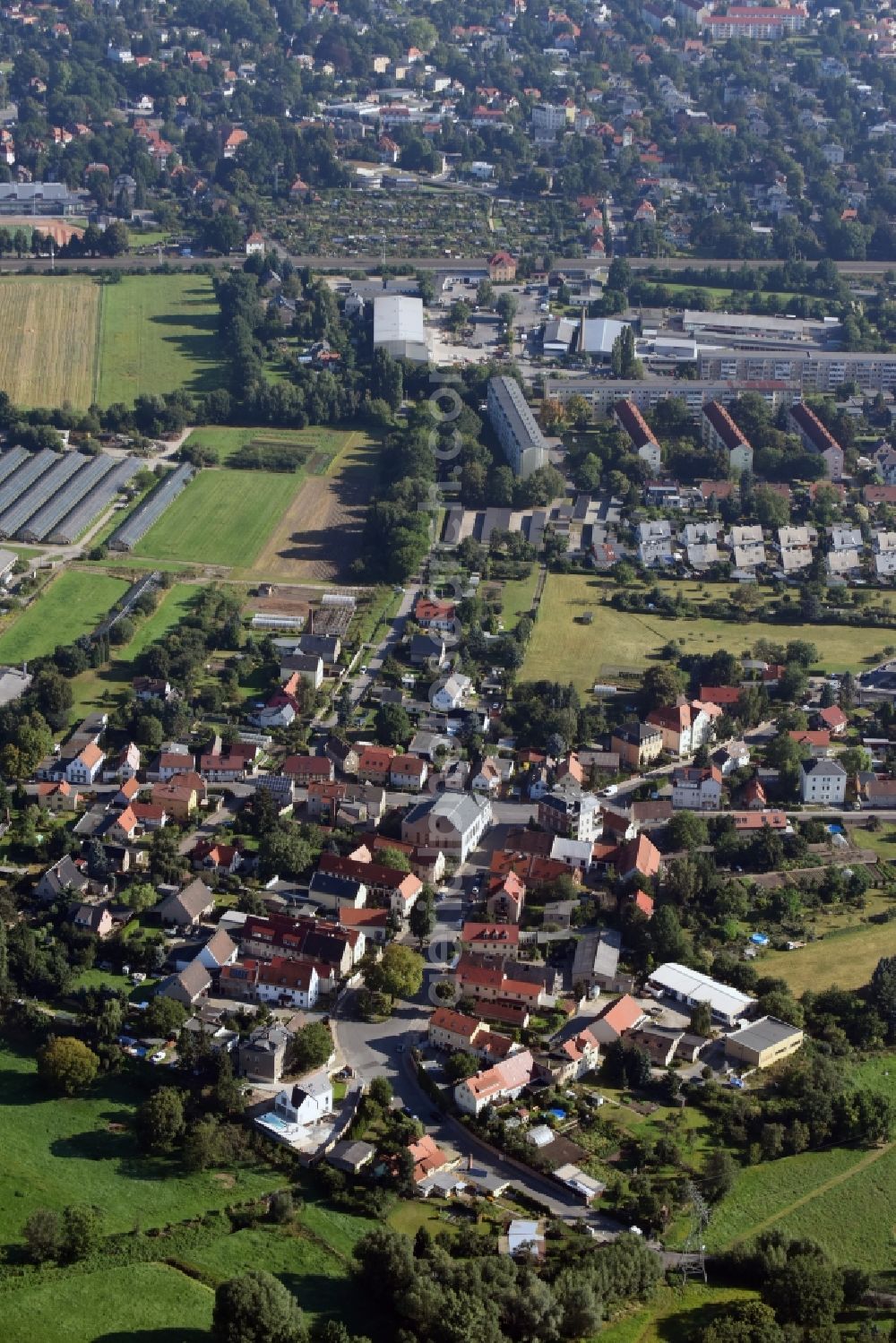 Aerial photograph Radebeul - Single-family residential area of settlement at the Koetzschenbrodaer in Radebeul in the state Saxony