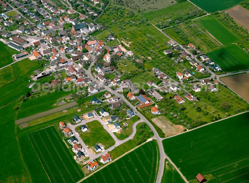 Langenau from above - Single-family residential area of settlement in Langenau in the state Baden-Wuerttemberg, Germany