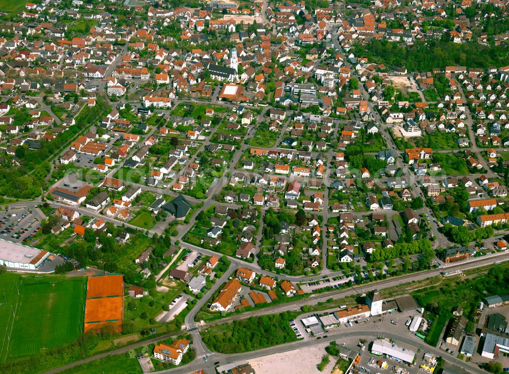 Aerial image Langenau - Single-family residential area of settlement in Langenau in the state Baden-Wuerttemberg, Germany