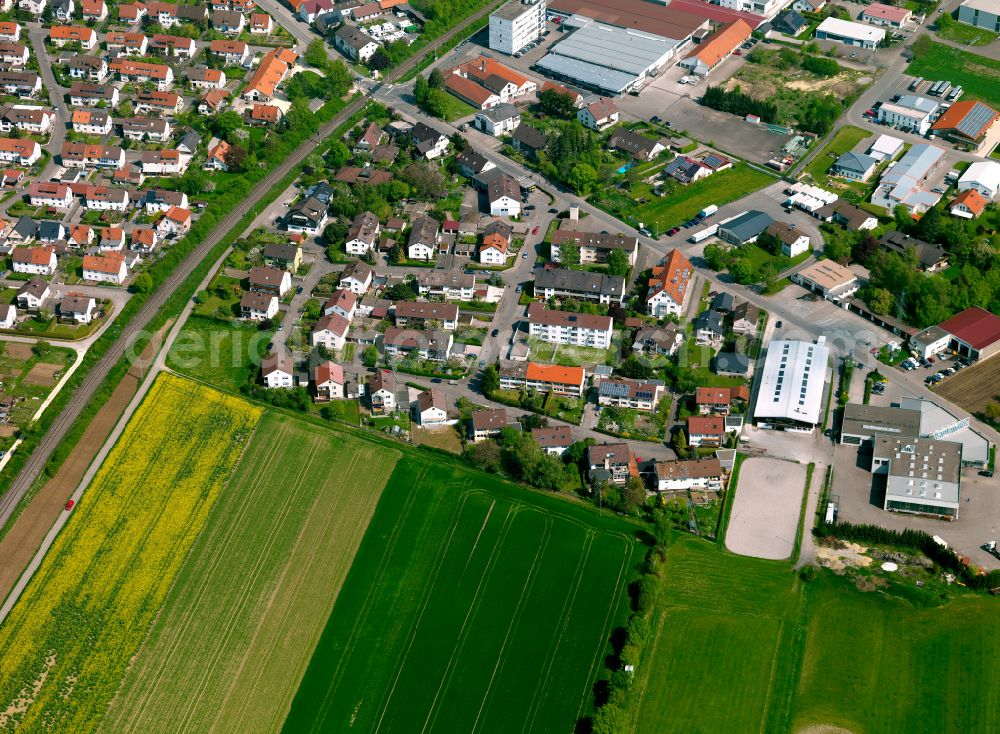 Langenau from the bird's eye view: Single-family residential area of settlement in Langenau in the state Baden-Wuerttemberg, Germany