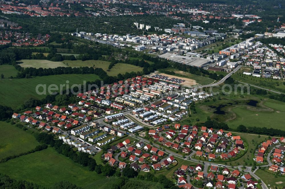 Aerial image Lübeck - Single-family residential area of settlement Sankt Juergen in Luebeck in the state Schleswig-Holstein