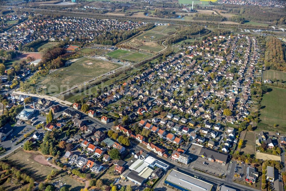 Aerial photograph Hamm - Single-family residential area of settlement Lippepark Hamm - Schacht Franz in the district Herringen in Hamm in the state North Rhine-Westphalia, Germany