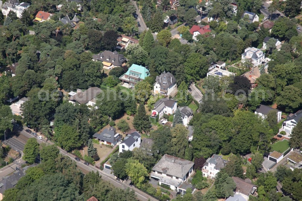 Aerial image Mainz - Single-family residential area of settlement with villas on park-like land in Mainz in the state Rhineland-Palatinate